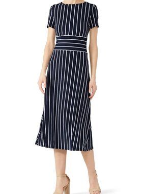 Lauren Ralph Lauren Midi Sheath Striped Navy Dress